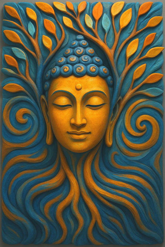 "Serene Buddha Tree of Life AI Art Canvas Print | Spiritual Zen Wall Decor"