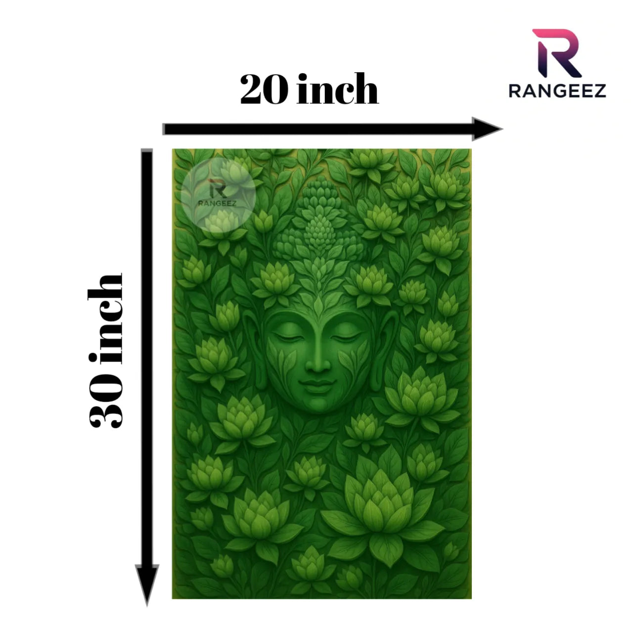 Green Serenity Buddha – Nature-Inspired Spiritual Canvas Art