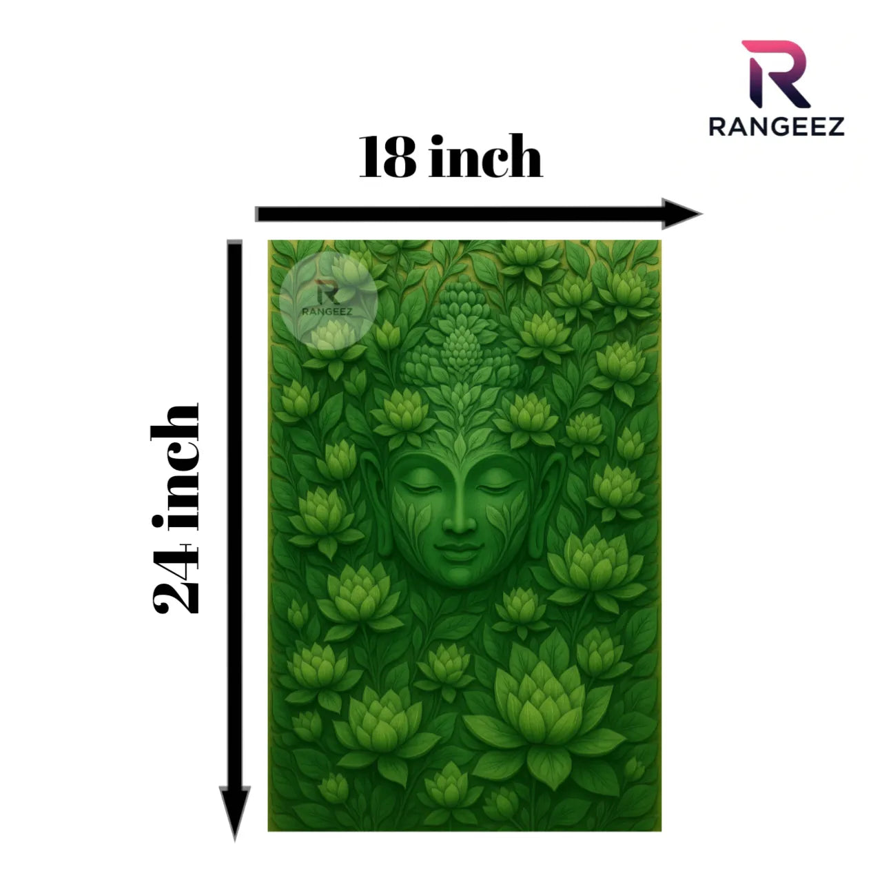 Green Serenity Buddha – Nature-Inspired Spiritual Canvas Art