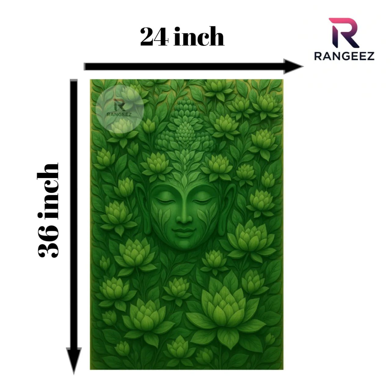 Green Serenity Buddha – Nature-Inspired Spiritual Canvas Art