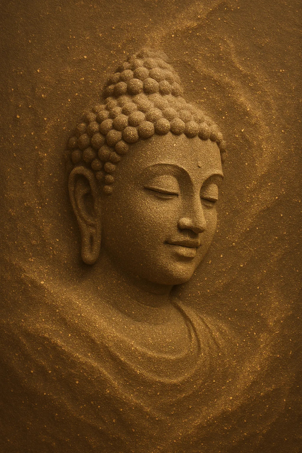 Serenity in Sand – Meditative Buddha Canvas Wall Art